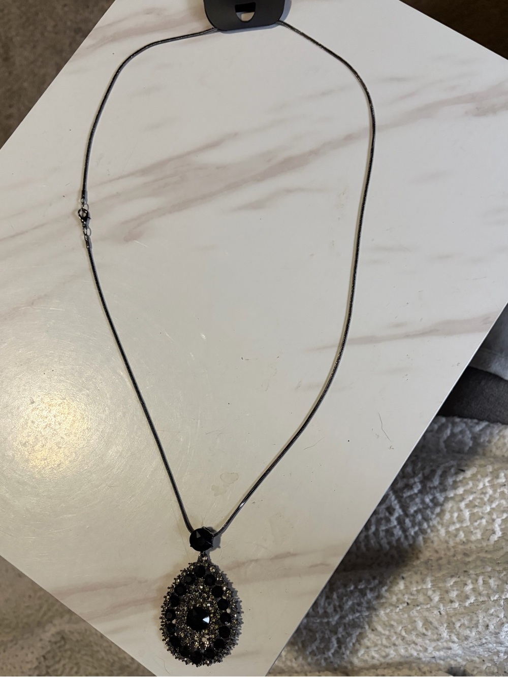 2/$20 Black Teardrop Pendant Necklace - Women's Jewelry